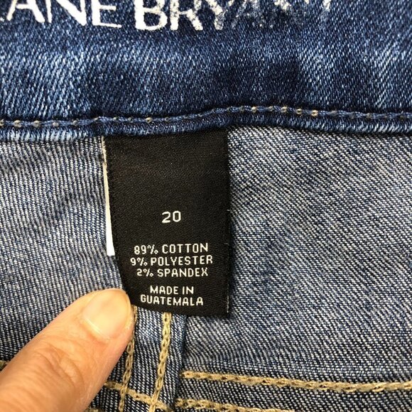 Lane Bryant blue Stretch  Distressed Skinny Jeans Double Released Hem Size 20 - Picture 5 of 16